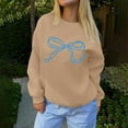 thumbnail image 3 of Craaazy Fall Sweatshirts for Women Trendy Cute Bow Sweatshirt Long Sleeve Hoodless Shirts Casual Loose Crewneck Pullover Tops Womens Shirts, 3 of 5