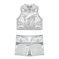 thumbnail image 3 of Kaerm Kids Hip Hop Dance Outfit Girls Sparkly Tank Sleeveless Crop Top and Gymnastics Shorts Ballet Silver 8, 3 of 5