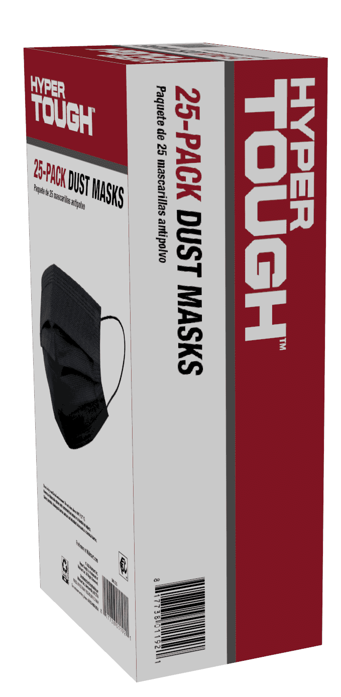 Hyper Tough Dust Masks, Black, 25 Count