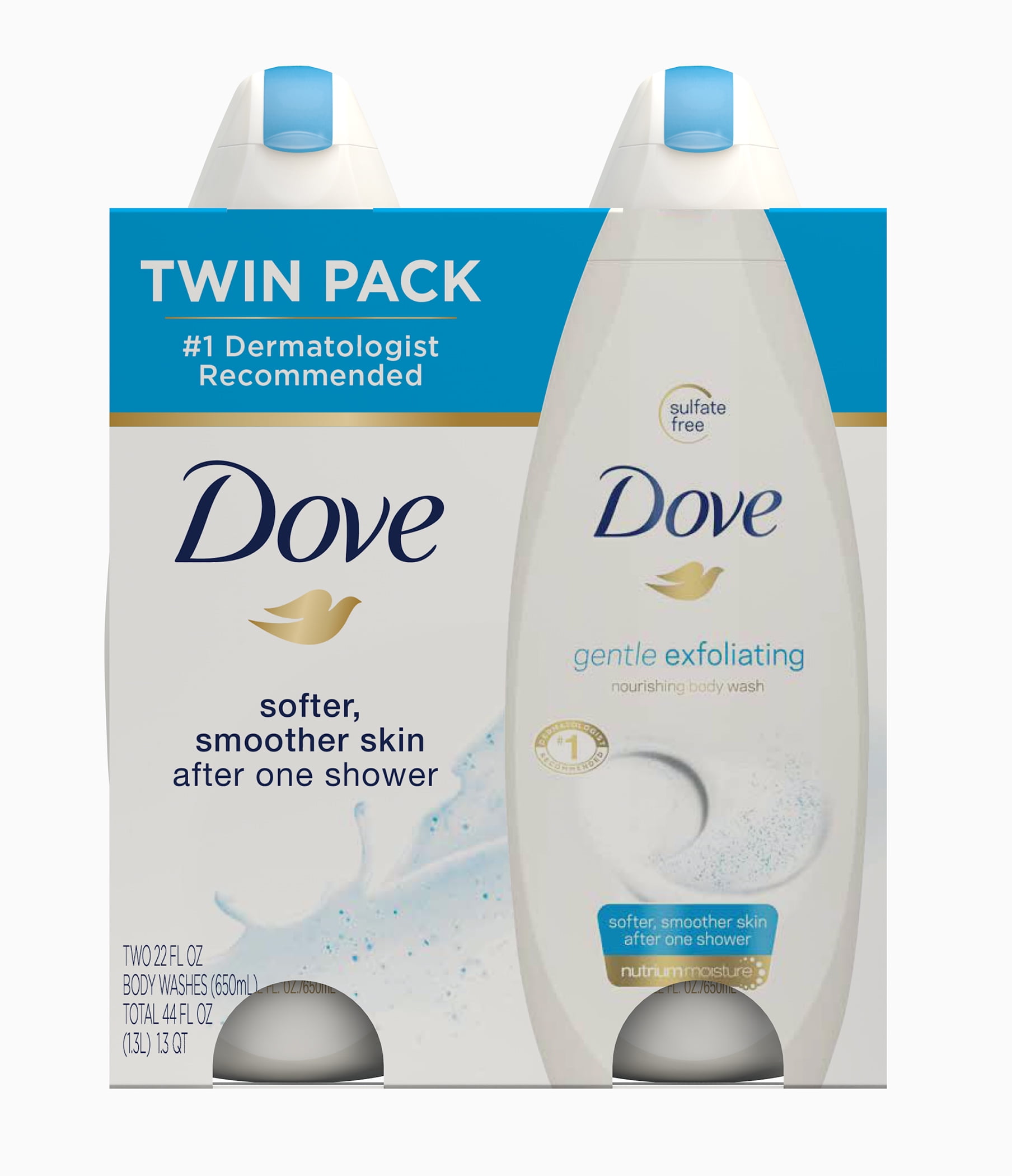 Dove Body Wash Gentle Exfoliating 22 oz, Twin Pack