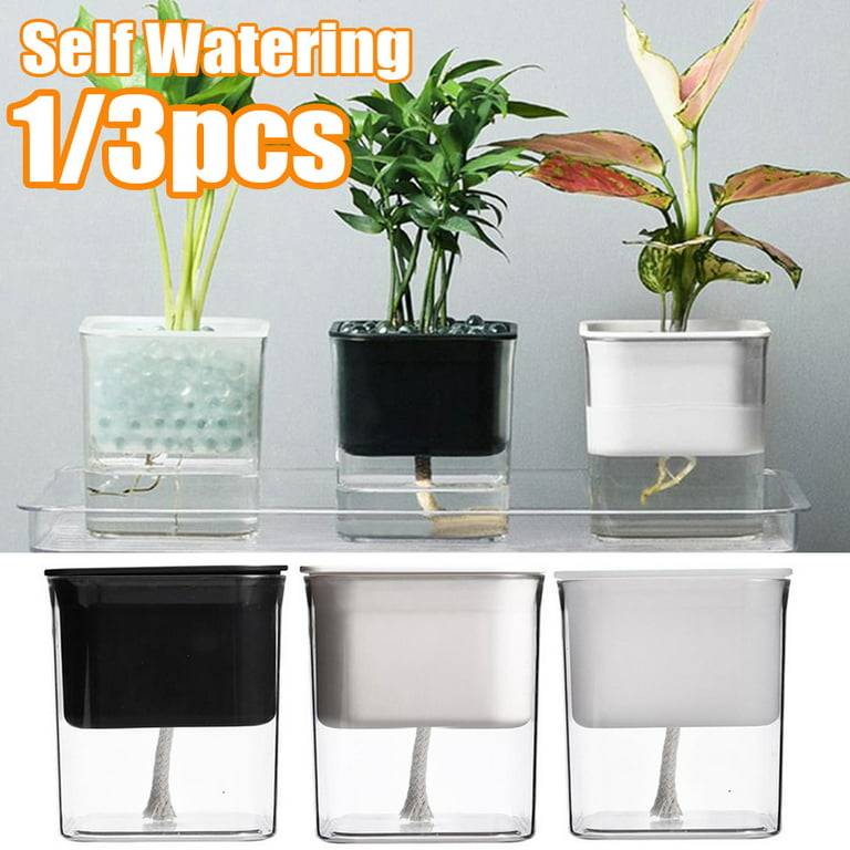 Travelwant 1/3Pcs Self Watering Pots for Indoor Plants, Flower Pot Modern  Decorative Plastic Planter with Extra Large Water Storage for All House  Plants, Flowers, Herbs-4.37 Diameter 