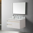 thumbnail image 4 of Leavader 31 Inches Luxurious Carrara White and Gold Sintered Stone Bathroom Vanity Top with Ceramic Basin and Backsplash - Three Faucet Hole, Cabinet Not Included, 4 of 9