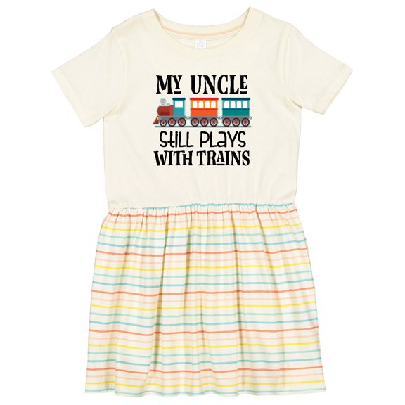 Inktastic My Uncle Still Plays with Trains Girls Toddler Dress