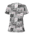 thumbnail image 4 of Naloa Cats Group Print T-Shirts Short Sleeve V Neck Tees for Women Fashion Tops Trendy Lightweight Soft Casual Summer Outfits Clothes, 4 of 5