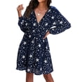 thumbnail image 1 of Vestido Informal Para Mujer, Vestido Con Cuello En V Agradable A La Piel, Manga Larga, Ligero, Estampado De Estrellas Para El Hogar Para Citas Para Mujer ANGGREK Otros, 1 of 3
