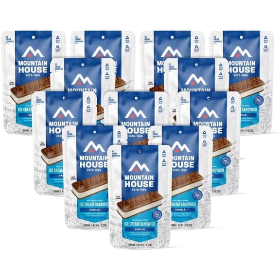 Mountain House Vanilla Ice Cream Sandwich , Freeze Dried Backpacking & Camping Food , 12-Pack 12-pack Camping Food