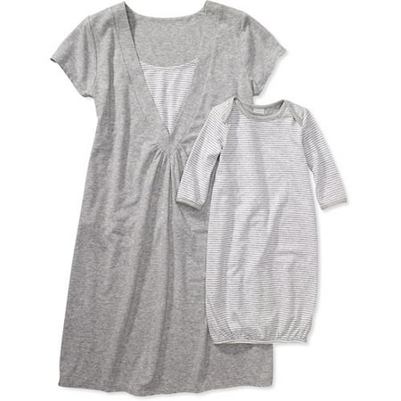 Maternity Baby and Me Nursing Gown, 2-Piece Set