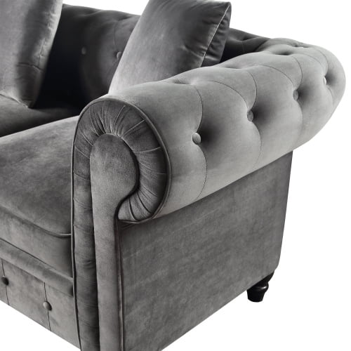 2 Pieces Tufted Velvet Upholstered Loveseat 3 Seat Sofa Roll Arm Nbsp Classic Chesterfield Sofa Set 5 Pillows Included Walmart Com Walmart Com