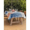thumbnail image 3 of Outdoor Tablecloth with Umbrella Hole for Patio/Picnic/Party/Camping, Blue Ocean Octopus Waterproof Table Cloth Rectangle Table Cover Washable, Coastal Nautical Coral Starfish Leaves (60"x 120"), 3 of 9