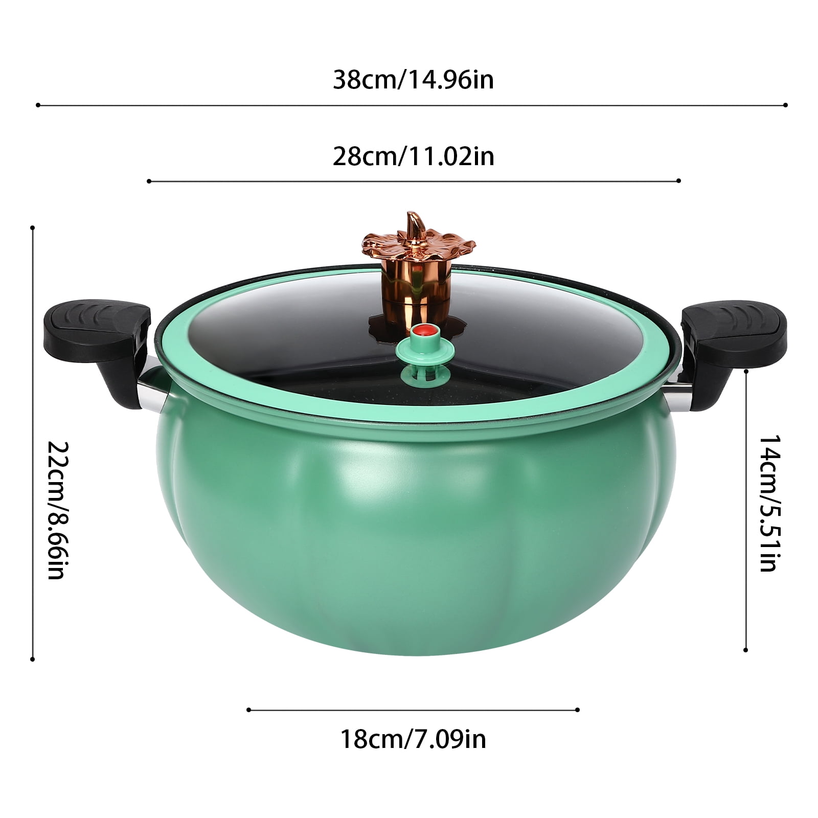 8L/2.11Gal Pumpkin Shape Green Micro Pressure Cooker Micro Pressure Cooking Pot for Home Kitchens Dormitories Flats
