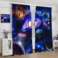 thumbnail image 3 of Galaxy Planet Curtains, Outer Space Universe Earth Moon Space Solar System Planet Astronomy Print Window Treatment Curtains for Kids Boys Girls Bedroom Living Room, 84" W X 84" L, 3 of 6