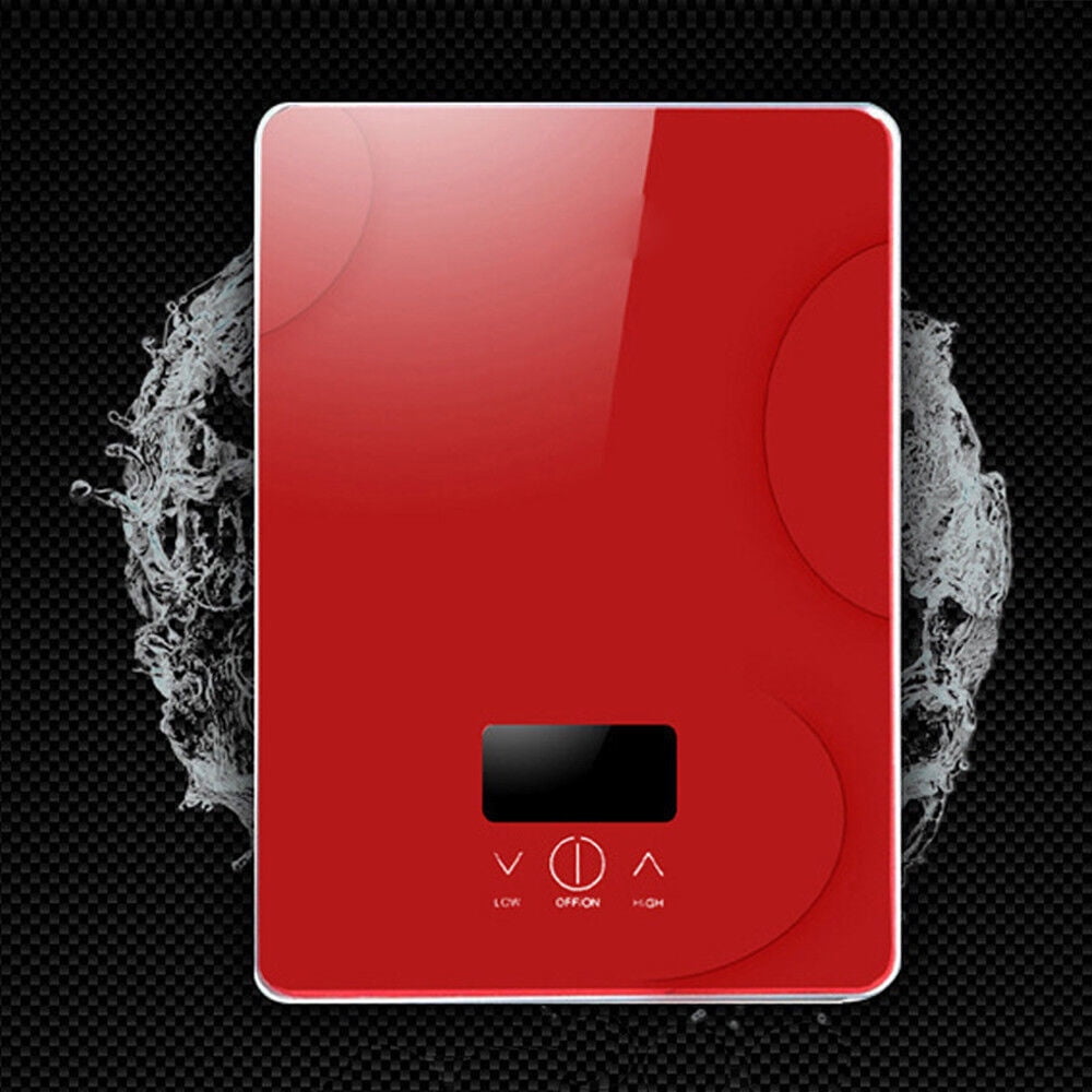 6500W Electric Instant Tankless Hot Water Heater, Red, Boiler Shower System with LED Display Screen for  Kitchens AC 220V