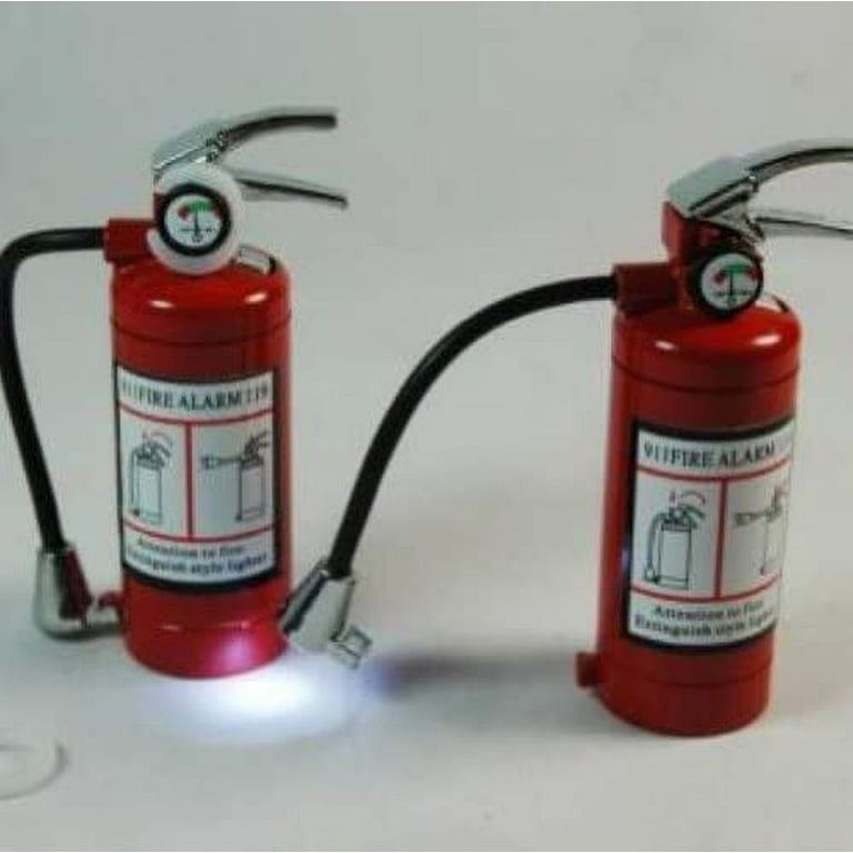 Cute Mini Metal Fire Extinguisher Butane Refillable Cigarette Lighter with  LED Flashlight
