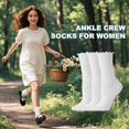 thumbnail image 4 of Ruffle Socks Woman, White Crew Cute Frilly Ankle Lettuce Dress Socks for Women Girls Turn-Cuff  5Pairs, 4 of 6