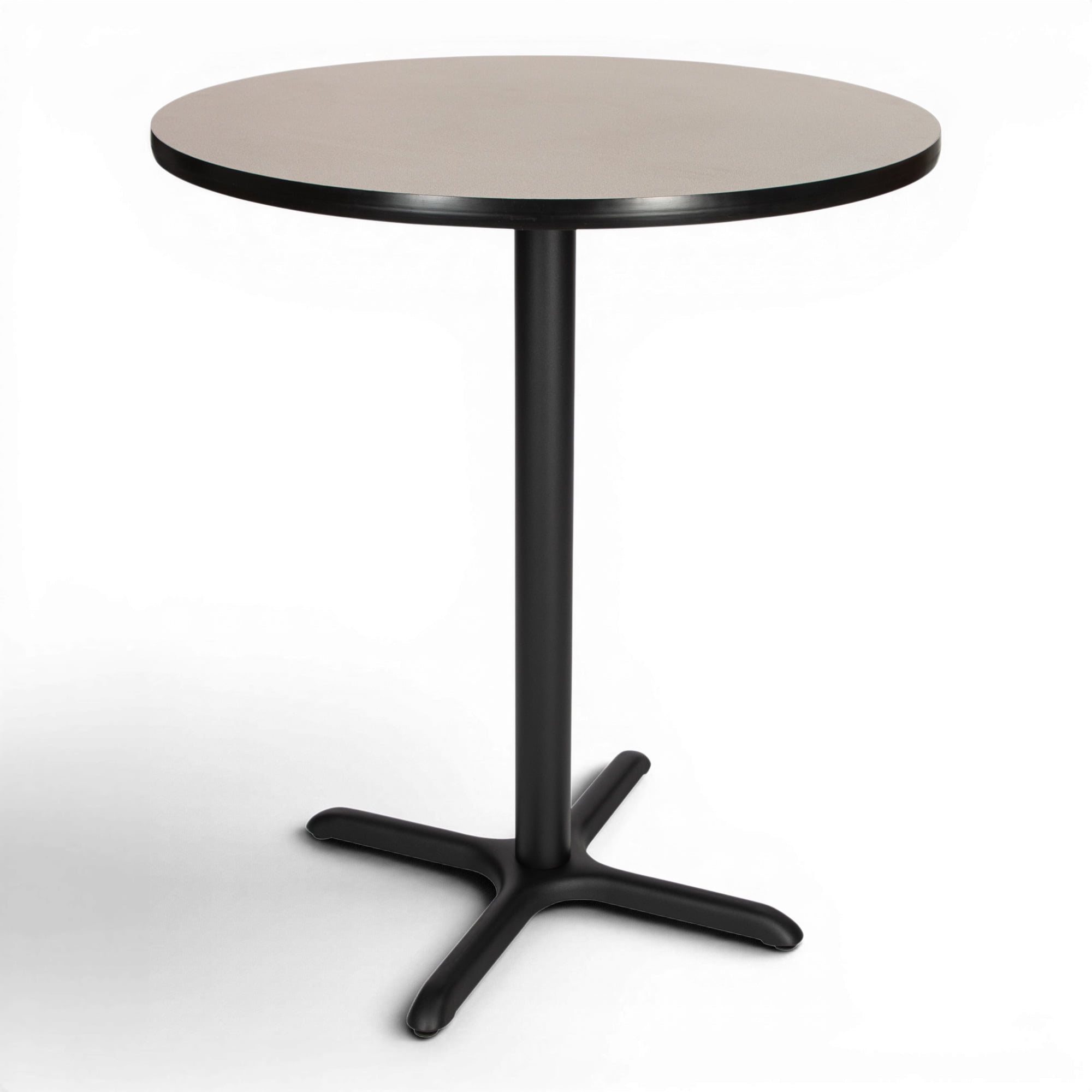 Hampden Furnishings Bennet Collection Steel Frame 36" Round Top, X Base, 42" Height Cafe Table, Black Frame/Grey Nebula Top