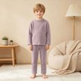 thumbnail image 2 of KPOPLK Kids Toddler Boy Two Piece Pajamas Sleepwear Pjs Set Long Sleeve Solid Crewneck Cotton Top Warm Pants Fall Boy Jammies,Size 3-4 Years, 2 of 9