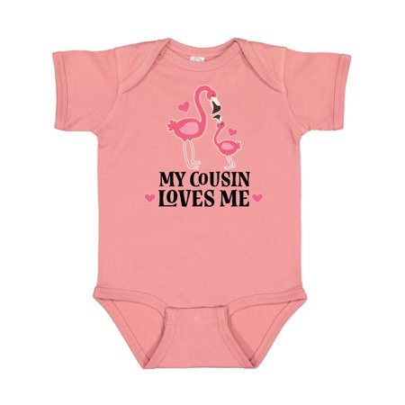 

Inktastic My Cousin Loves Me Flamingo Gift Baby Girl Bodysuit
