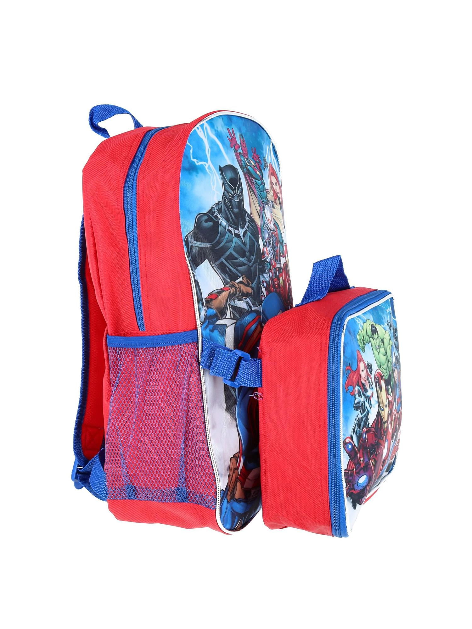Marvel Avengers 16" Backpack With Detachable Matching Lunch Box Featuring Ant-Man, Black Panther and Other Super Heros