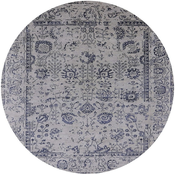 Ahgly Company Indoor Round Mid-Century Modern Purple Oriental Area Rugs, 5' Round
