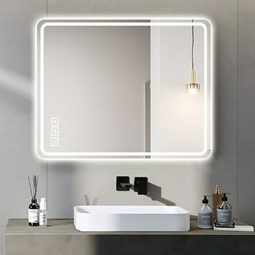 40x32 Inch LED Bathroom Mirror Vanity Mirrors with Front Lights Wall Mounted Anti-Fog Frameless Make Up Mirror