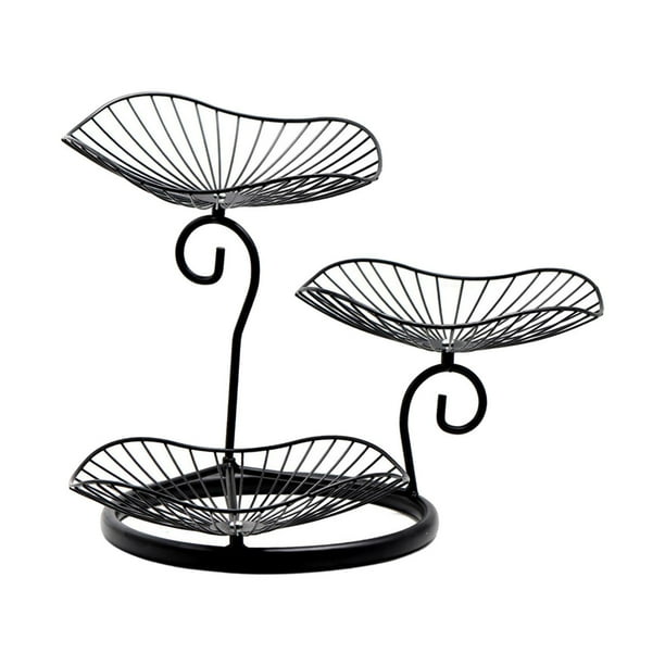 Cesta de frutas, recipiente organizador para servir frutas y verduras, frutero Negro