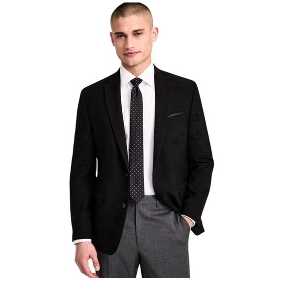 Bar Iii Mens Slim fit Suit Jacket Blazer 44 R Black Floral Stretch