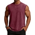 thumbnail image 6 of Men's Vintage Washed Tank Top - Soft Cotton Sleeveless Muscle Shirt with Contrast Binding, Distressed Casual Vest for Gym & Streetwear Wine XXL, 6 of 6