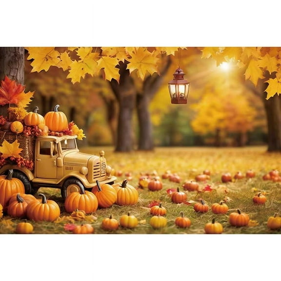 Thanksgiving Autumn Photo Studio Background Farm Harvest Photography Backdrop02 Pumpkin Flower Maple Tree Back Drop