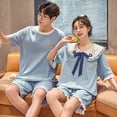 thumbnail image 4 of Conjunto de Pijama de manga corta para hombre y mujer, ropa de dormir de algodón, informal, para amantes del hogar, verano, 2024, 4 of 5