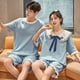 thumbnail image 4 of Conjunto de Pijama de manga corta para hombre y mujer, ropa de dormir de algodón, informal, para amantes del hogar, verano, 2024, 4 of 5