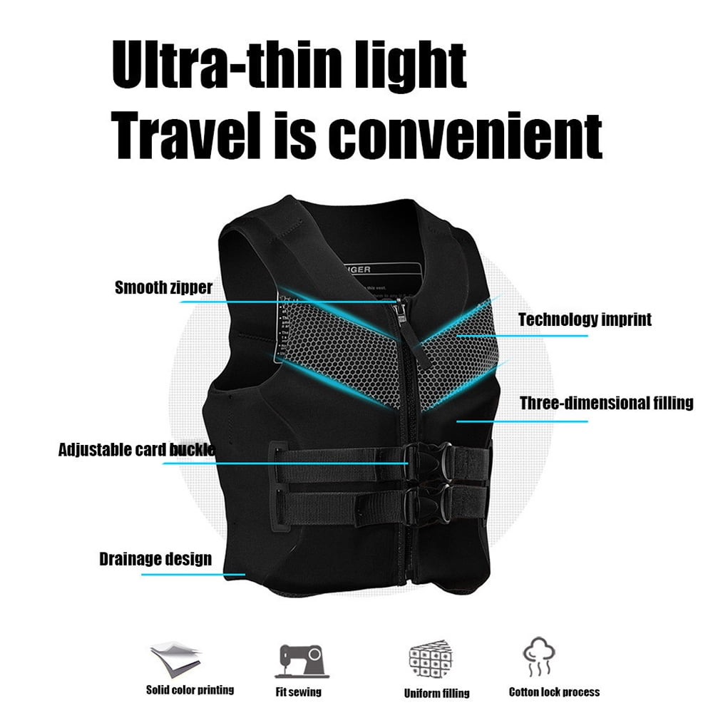 Naiflowers Adult Life Jacket, Nylon/Neoprene Gray, 3XL