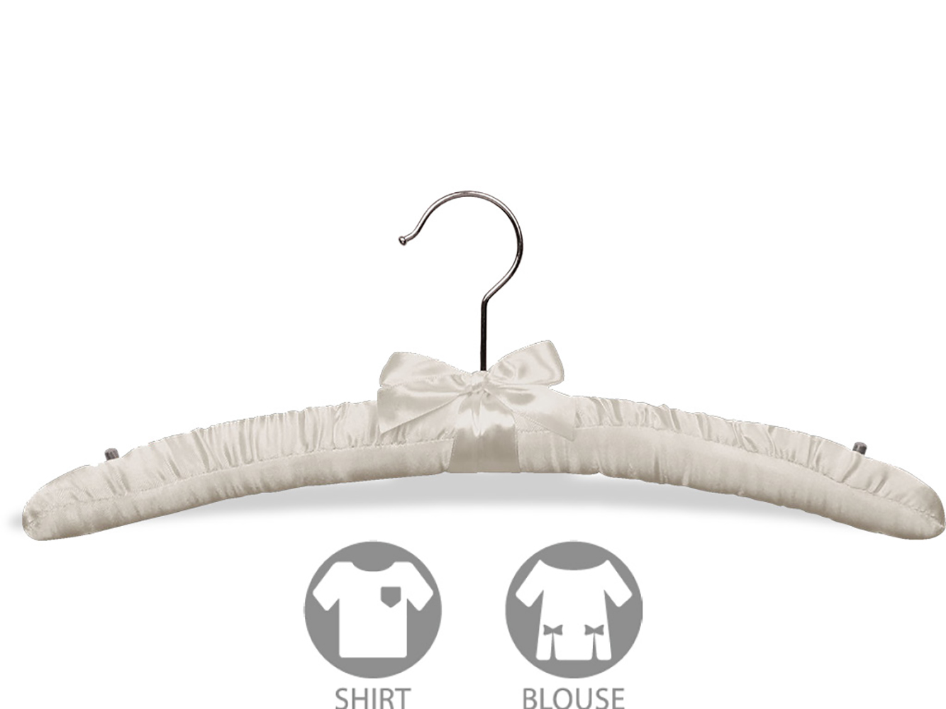 INTERNATIONAL HANGER Ivory Satin Padded Top Hanger with Studs for Straps, 12 Pack