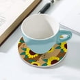 thumbnail image 5 of GZHJMY 2Pcs Round Retro Sunflower Pattern Ceramic Coasters with Cork-Backed for Coffee Drink, Cup Mat Absorbent Stone Coasters, 5 of 6