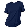 thumbnail image 6 of NMMUED Workout Shirts for Women Mesh Cooling Ice Silk Tops Short Sleeve Quick Dry Athletic Activewear Breathable Crew Neck Gym Yoga Running Basic Tees Everyday Wear Navy L, 6 of 6