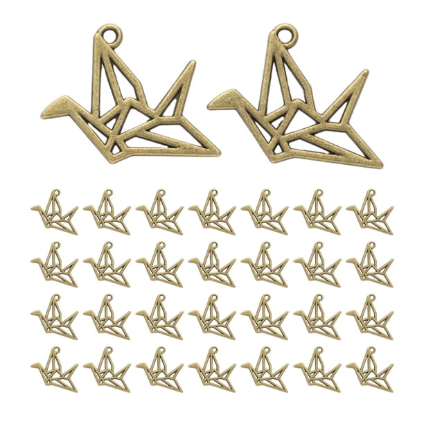30 colgantes de grulla de origami pequeños de aleación de zinc de 23 x 29 mm, grullas de papel 3D Bronce
