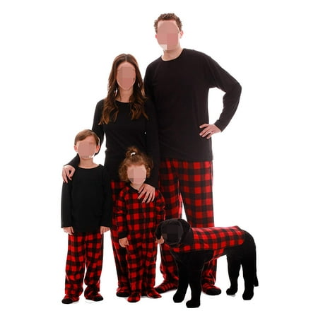 

FOCUSNORM Family Matching Christmas Pajamas Set Xmas Solid Top Buffalo Plaid Pants Pjs Mom Dad Kids Baby Outfits Sleepwear