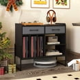 thumbnail image 4 of Costway Grand Meuble pour Tourne-Disque avec Station de Recharge, 2 Tiroirs en Tissu, Tablette Réglable Noir, 4 of 10