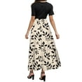 thumbnail image 4 of adviicd Summer Dresses for Women 2025 Floral Print Wrap Short Sleeve Maxi Sundress Patchwork Ruffle A Line Teacher Dress Khaki, XL, 4 of 6