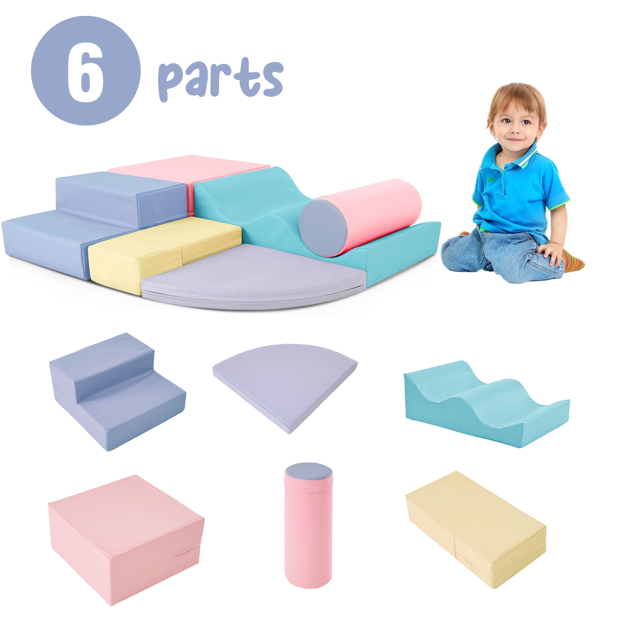 Soft Play Mat Soft Climb and Crawl Foam Playset 6 in 1, Soft Play Equipment Climb and Crawl Playground for Kids,Kids Crawling and Climbing Indoor Active Play Structure,Baby Play Mat