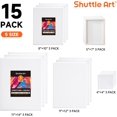 thumbnail image 2 of Shuttle Art Stretched Canvas, 15 Multi Pack, 4x4, 5 x 7, 8 x 10, 9x12, 11 x 14 Inches (3 of Each), 100% Cotton, Primed White Painting Canvas, Art Canvases for Acrylic, Oil, Acrylic Pouring Painting, 2 of 7