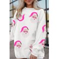 thumbnail image 3 of Casuashion Sparkle Santa Graphic Oversized Long-Sleeve Blouse - Fashionable Sequin Christmas Sweater, 3 of 8