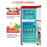 Krib Bling 3.5Cu.ft Compact Refrigerator with 7 Level Thermostat, Mini Fridge with Freezer, 2 Door Portable Fridge with Removable Glass Shelves, Suitable for Kitchen, Apartment, Dorm, Bar Red