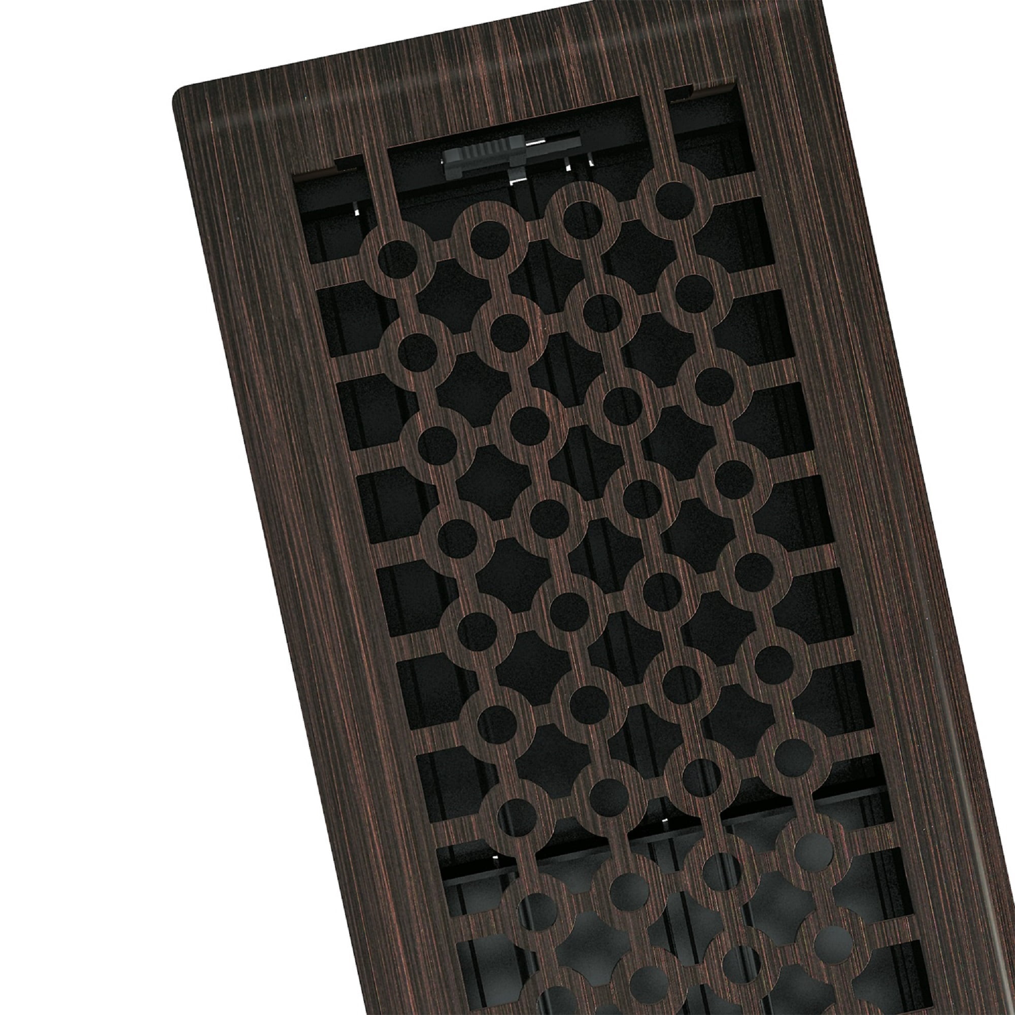 4in x 12in San Francisco Style Oil Rubbed Bronze Metal Heating and Cooling Air Floor Register (2 PACK) - Overall 5 1/4" x 13 1/4"