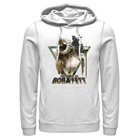 Men's Star Wars: The Book of Boba Fett Bantha Ride Boba Pull Over Hoodie White Small