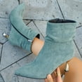thumbnail image 6 of SACFOF Sexy Slouch Ankle Boots for Women with Fashion Mid Stiletto Heels Pointed Toe Bootie, 6 of 6