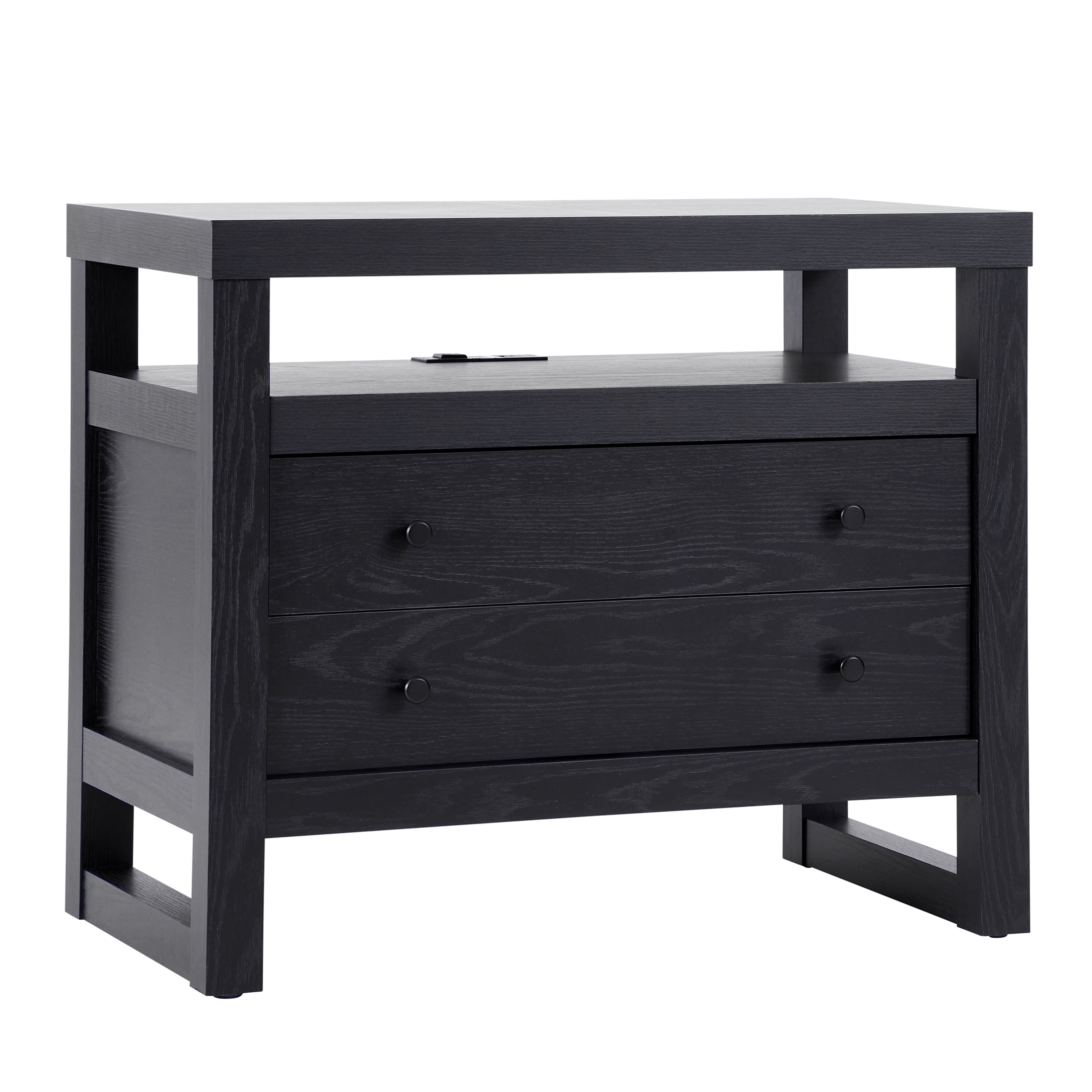 (2 pack) Better Homes & Gardens Ezra 2-Drawer Nightstand, Rich Black Finish