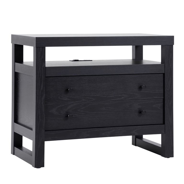 Better Homes & Gardens Ezra 2-Drawer Nightstand, Rich Black Finish