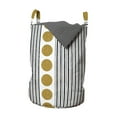 thumbnail image 1 of Geometric Laundry Bag, Vertical Stripes with Circles Grunge Effect Composition Abstract Graphic, Basket with Handles Drawstring Closure for Laundromats, 13" x 19", Brown Black White, by Ambesonne, 1 of 4