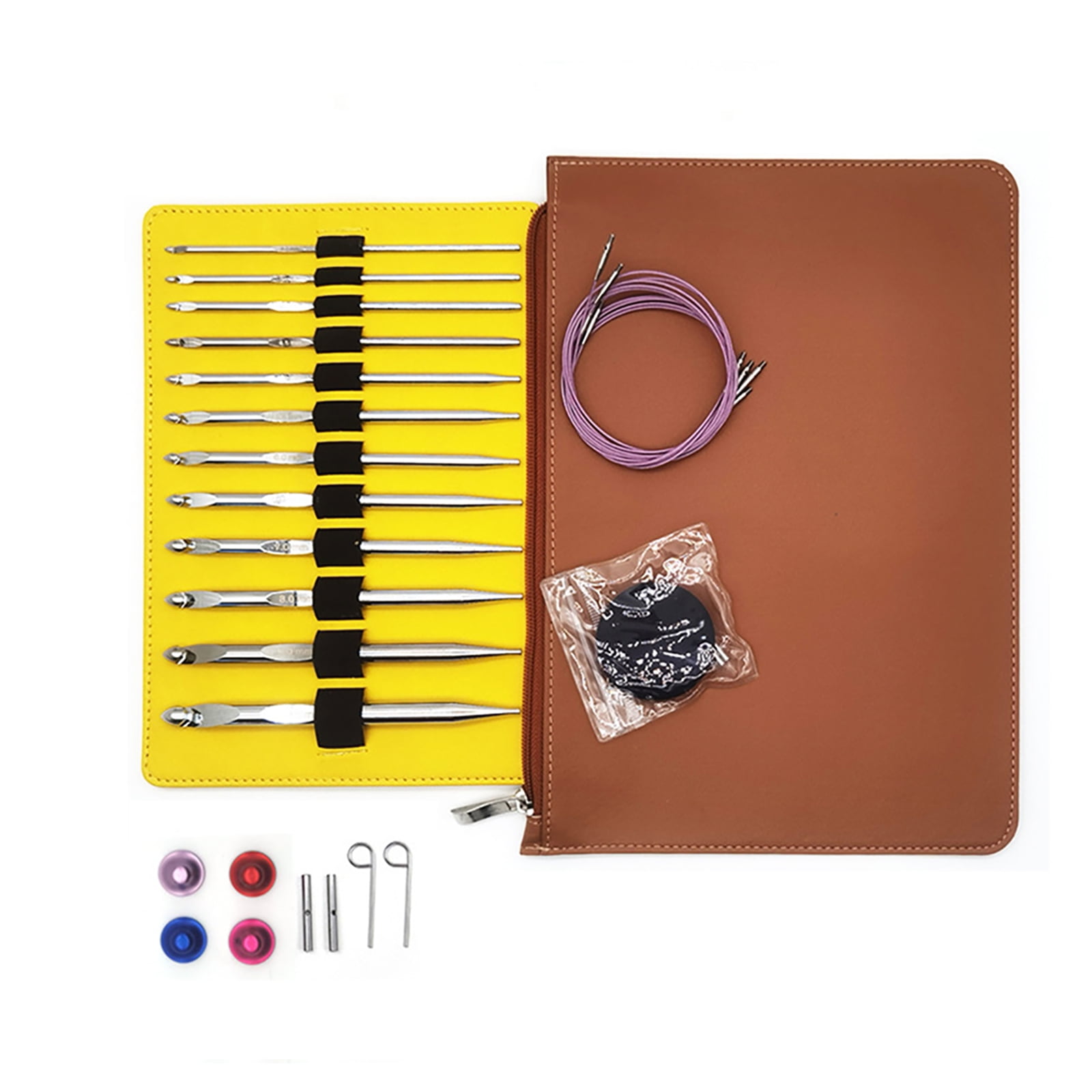 12Pcs Tunisian Crochet Hook Tunisian Afghan Knitting Hook Needle 3.0mm-10mm Stainless Steel Crochet Hook with Case