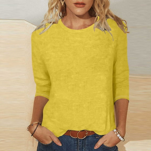 Sheghy Womens Tops Oversized Festive St. Patrick's Day Printed Round Neck Loose Tee Yellow S